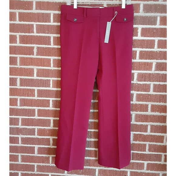 NWT Loft Marisa Trousers Straight Through The Hip Cranberry Dress Pants 6 Petite - Picture 1 of 8